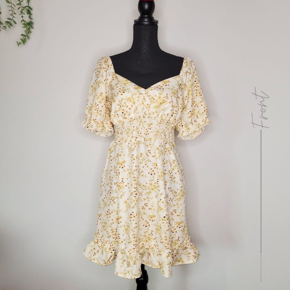 CREAM FLORAL MINI DRESS OPEN BACK